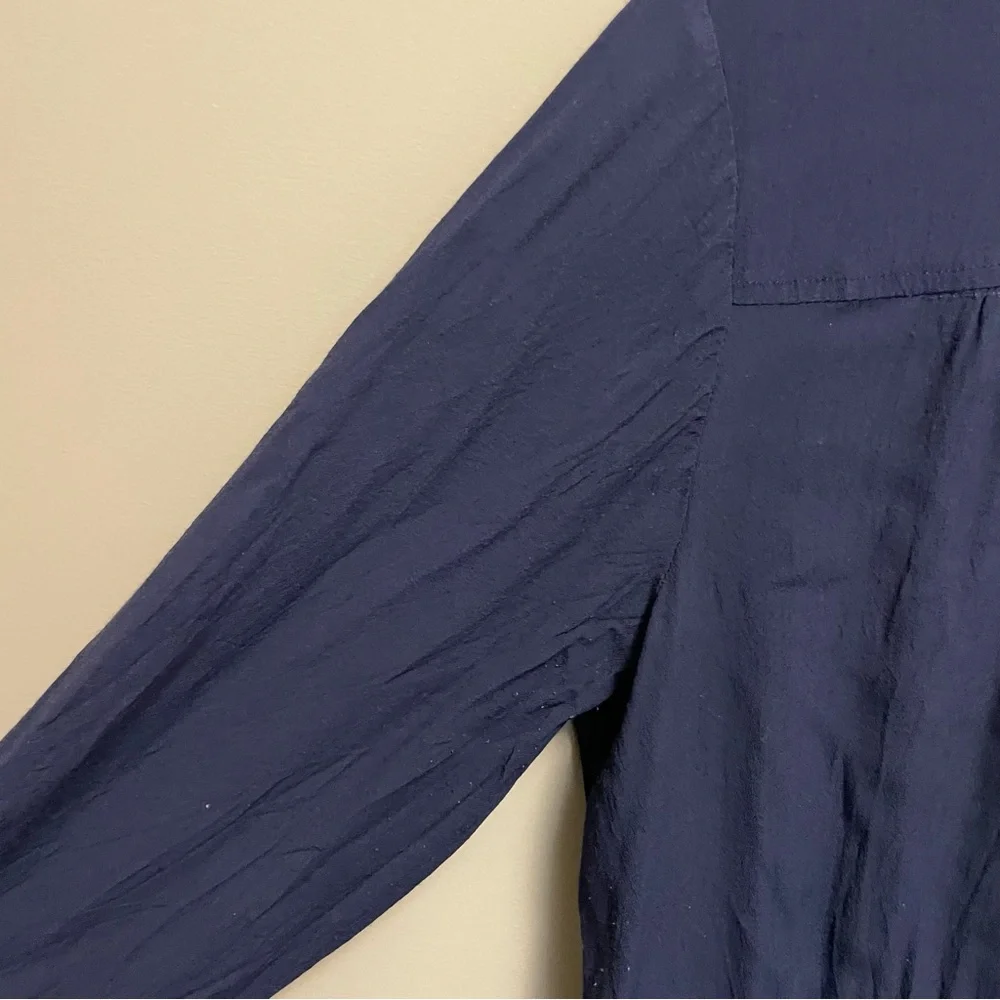 J. Crew Dark Blue Button-Up Long Sleeve Shirt Dress - Picture 5 of 11